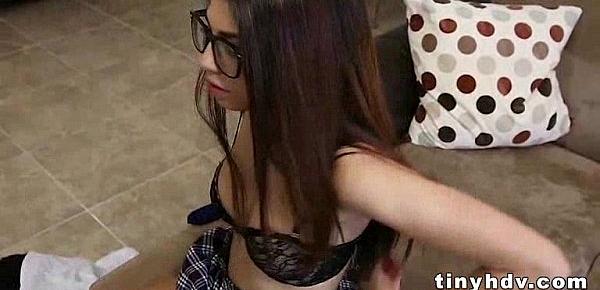  Nerdy teen with glasses gets nailed 3 94
